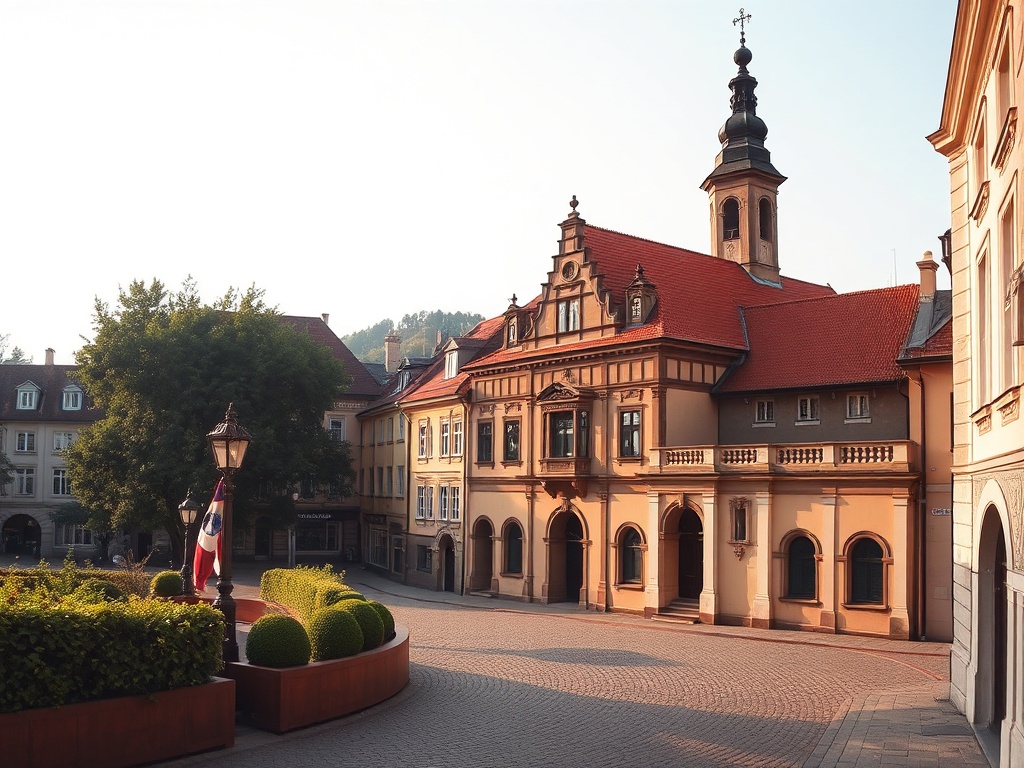 Widok na miasto Wisła w Beskidach, ukazujący jego naturalne piękno i zabudowania turystyczne.